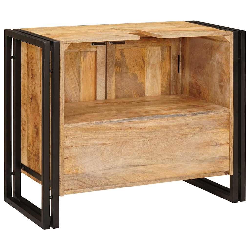 Waschbeckenunterschrank mit Tür Massives Mango-Holz, Eisen