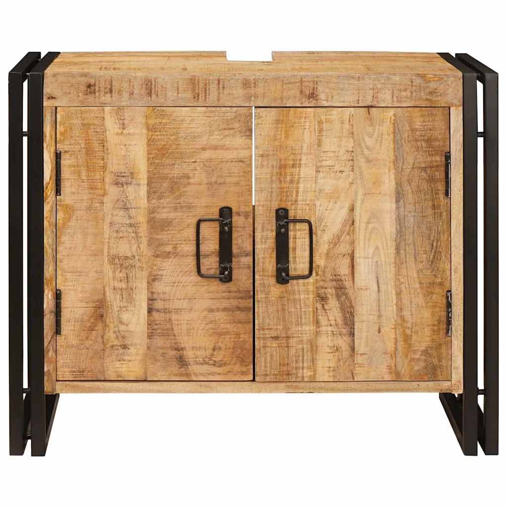 Waschbeckenunterschrank mit Tür Massives Mango-Holz, Eisen
