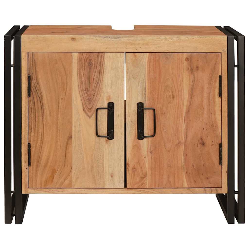 Waschbeckenunterschrank mit Tür Massives Akazienholz, Eisen