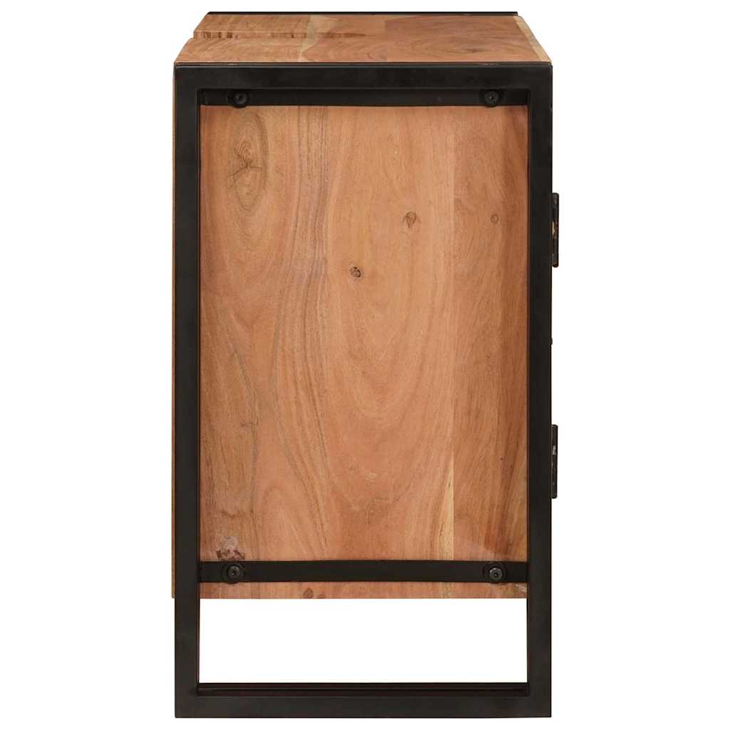 Waschbeckenunterschrank mit Tür Massives Akazienholz, Eisen