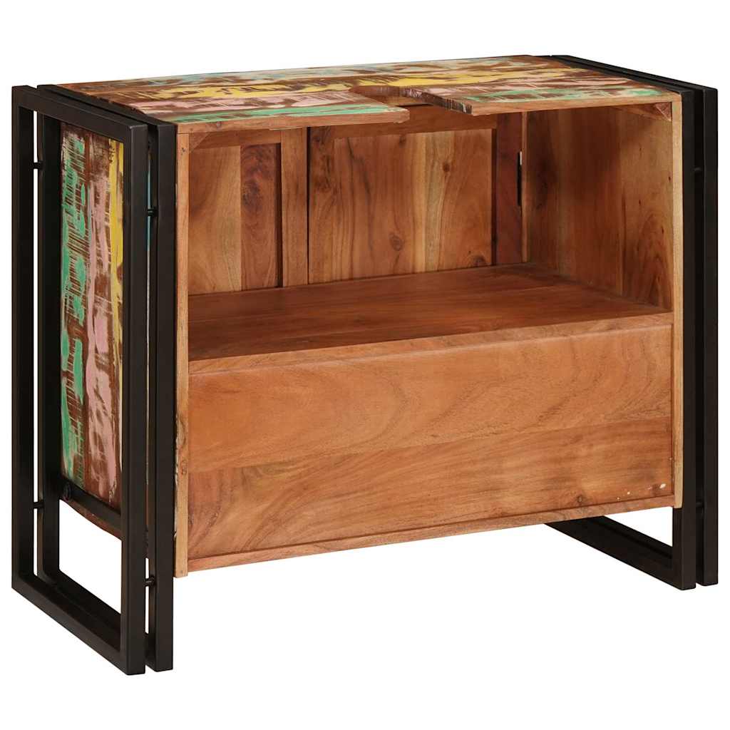 Waschbeckenunterschrank mit Tür Massives Reclaimed-Holz, Eisen