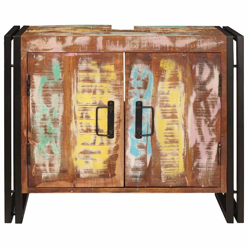 Waschbeckenunterschrank mit Tür Massives Reclaimed-Holz, Eisen