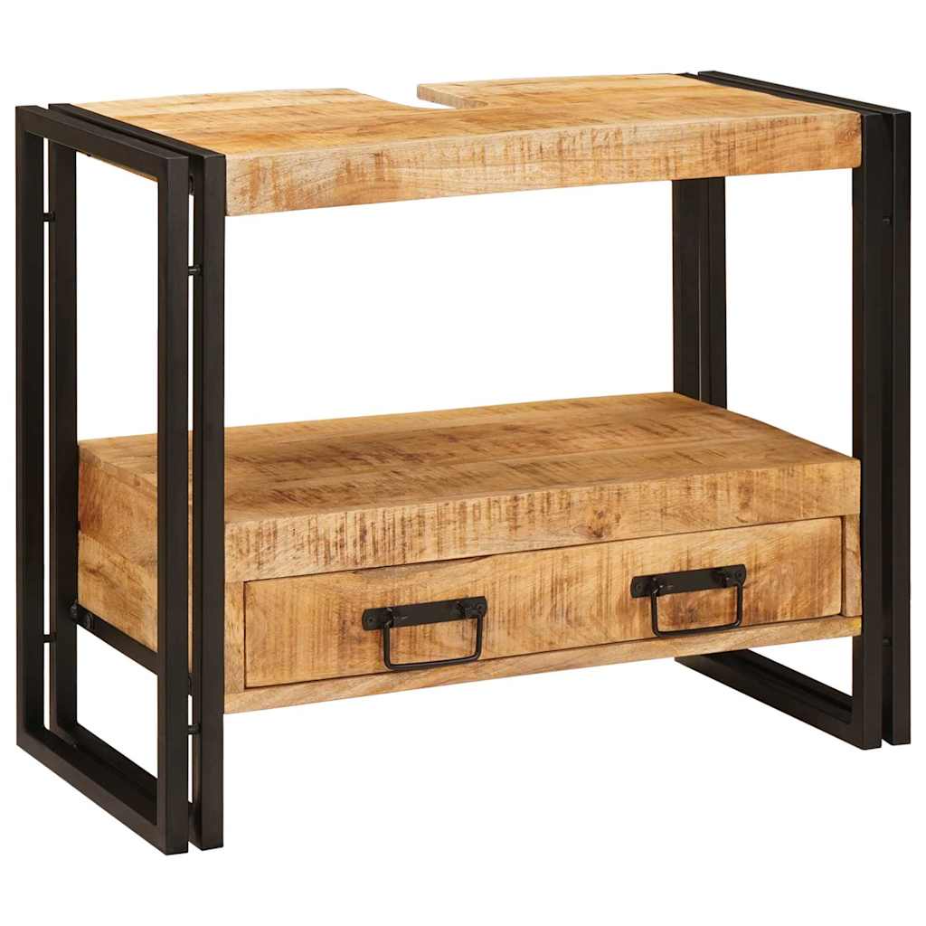 Waschbeckenunterschrank mit Regal Massives Mango-Holz, Eisen