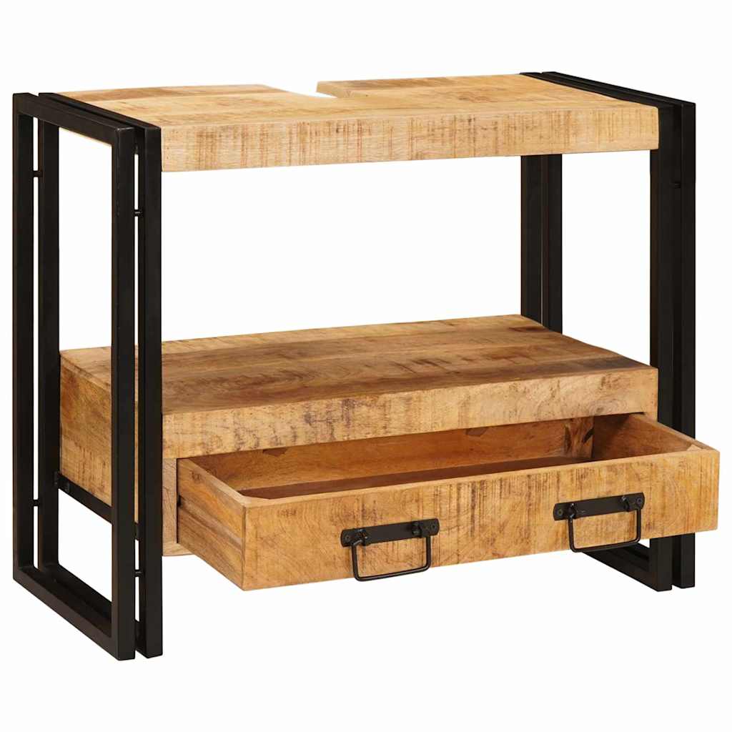 Waschbeckenunterschrank mit Regal Massives Mango-Holz, Eisen