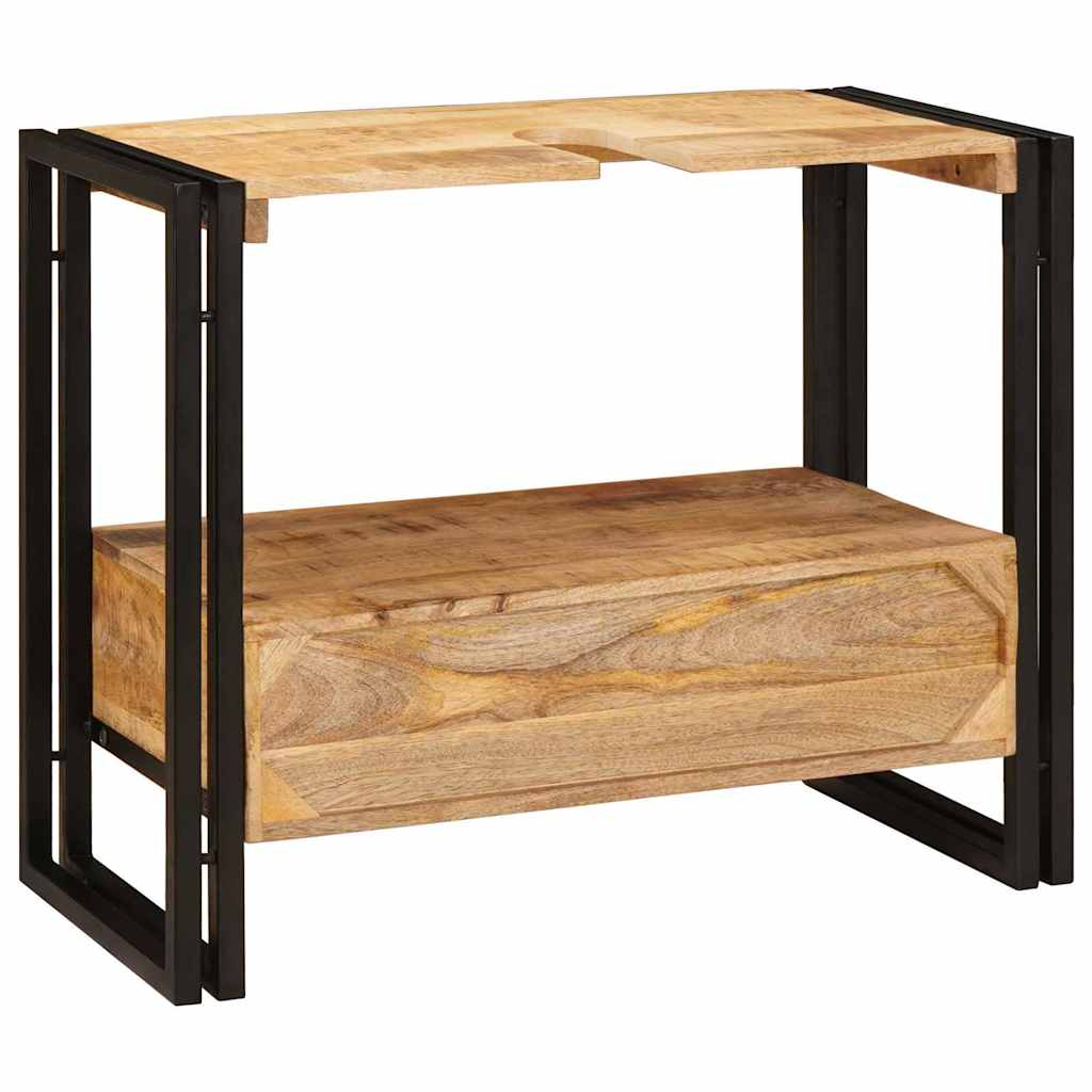 Waschbeckenunterschrank mit Regal Massives Mango-Holz, Eisen