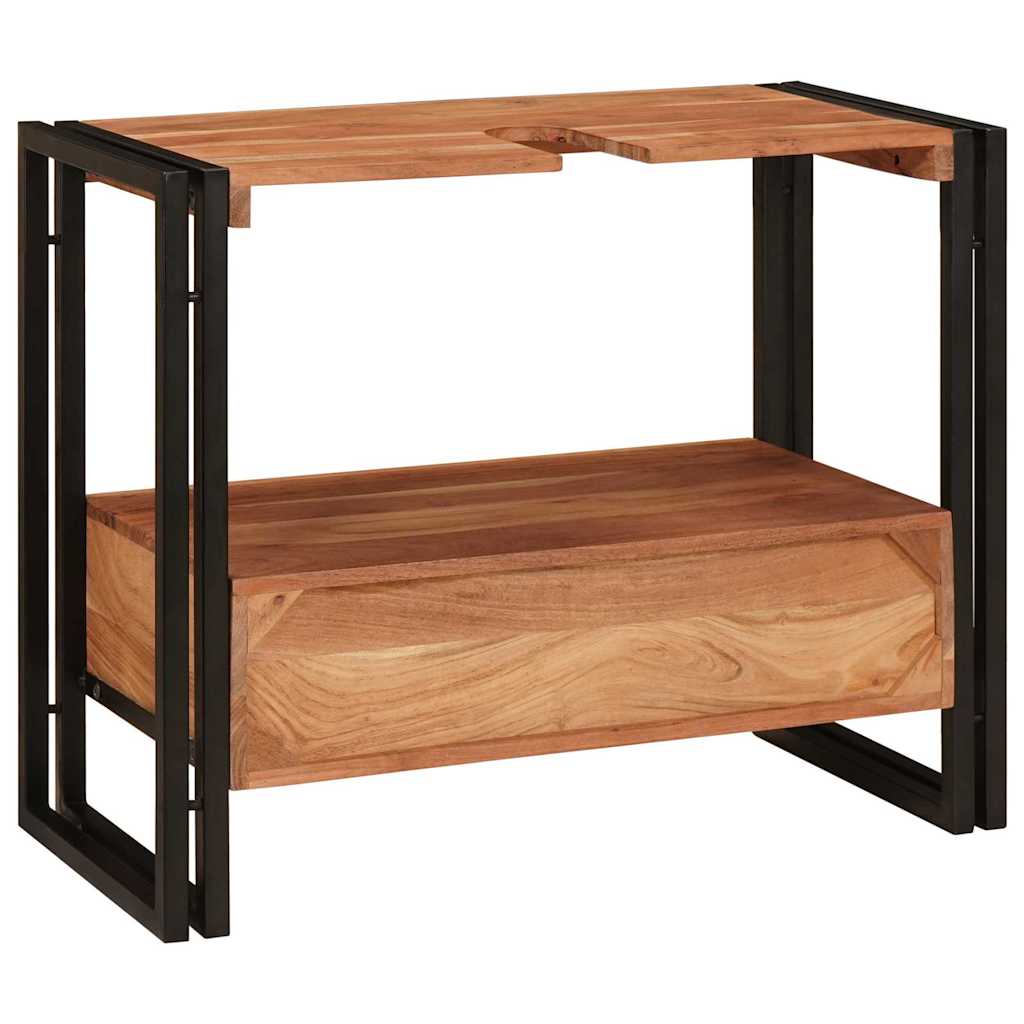 Waschbeckenunterschrank mit Regal Massives Akazienholz, Eisen