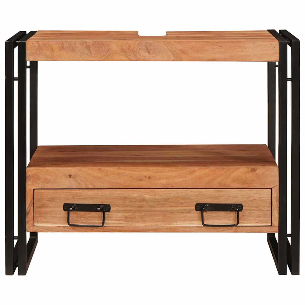Waschbeckenunterschrank mit Regal Massives Akazienholz, Eisen