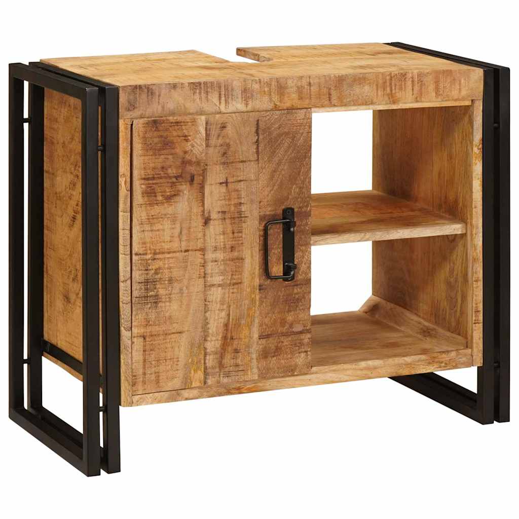 Waschbeckenunterschrank mit Tür Massives Mango-Holz, Eisen
