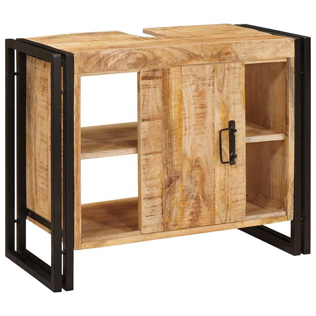 Waschbeckenunterschrank mit Tür Massives Mango-Holz, Eisen