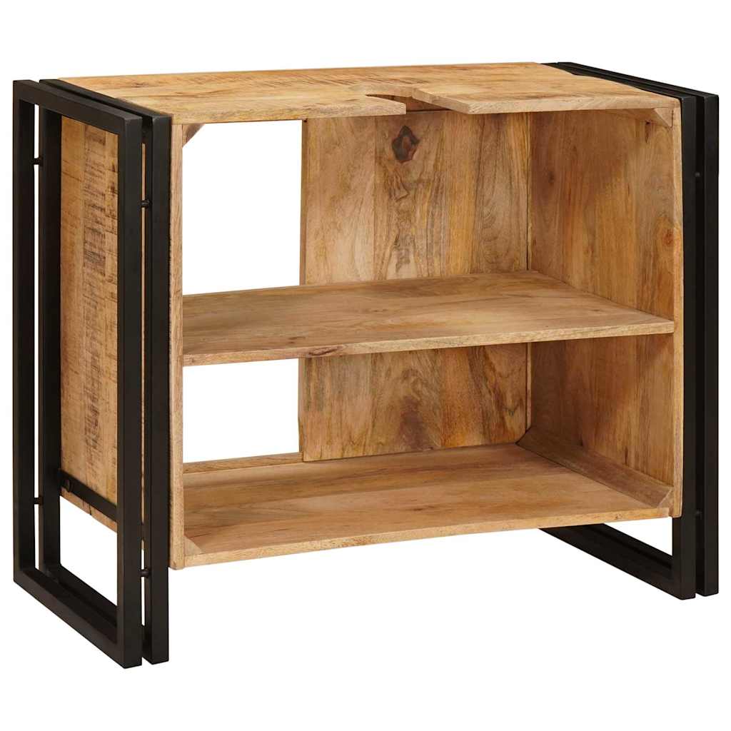 Waschbeckenunterschrank mit Tür Massives Mango-Holz, Eisen