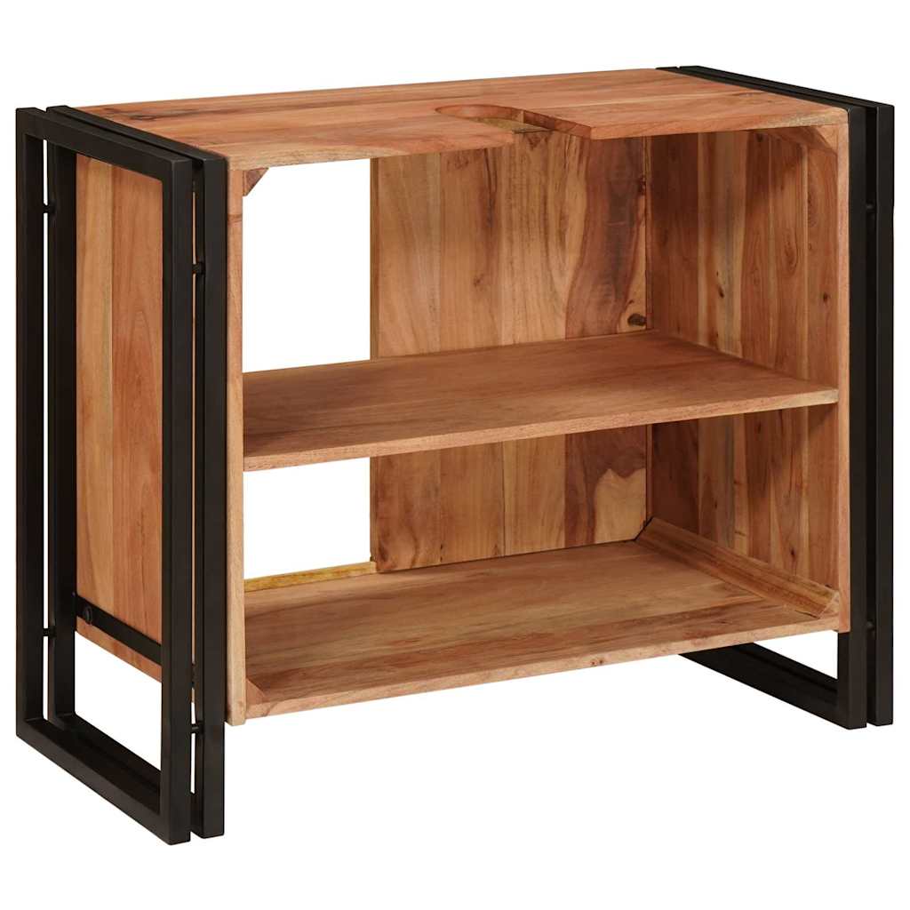 Waschbeckenunterschrank mit Tür Massives Akazienholz, Eisen
