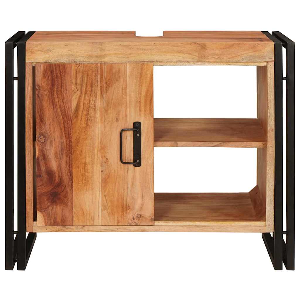 Waschbeckenunterschrank mit Tür Massives Akazienholz, Eisen