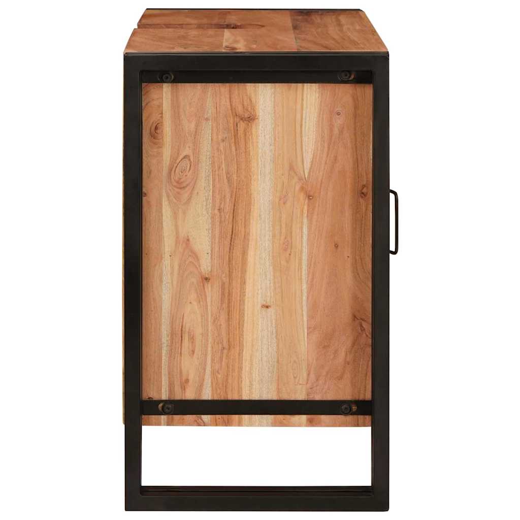Waschbeckenunterschrank mit Tür Massives Akazienholz, Eisen
