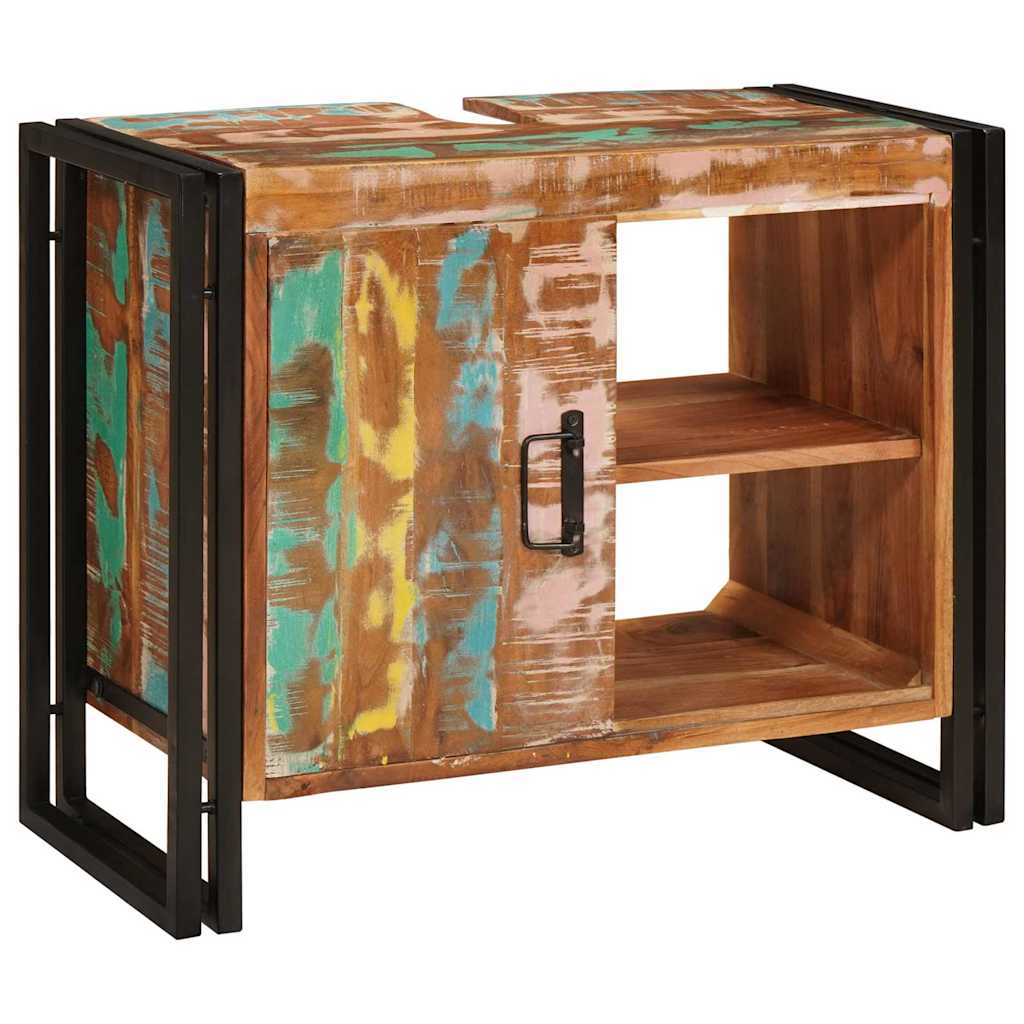 Waschbeckenunterschrank mit Tür Massives Reclaimed-Holz, Eisen