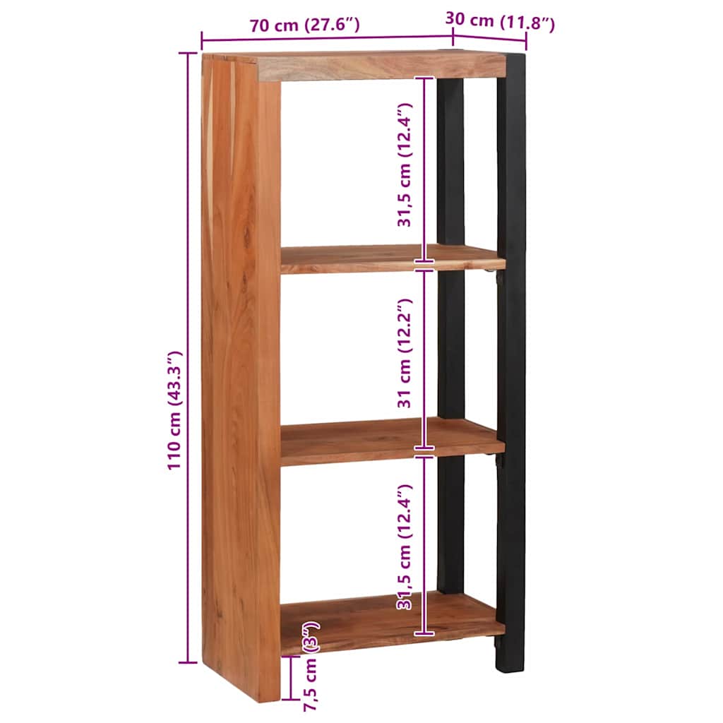 Bücherregal Braun, Schwarz 50 x 30 x 110 cm