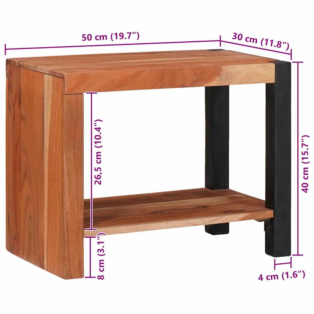 Bücherregal Braun, Schwarz 50 x 30 x 40 cm Massives Akazienholz