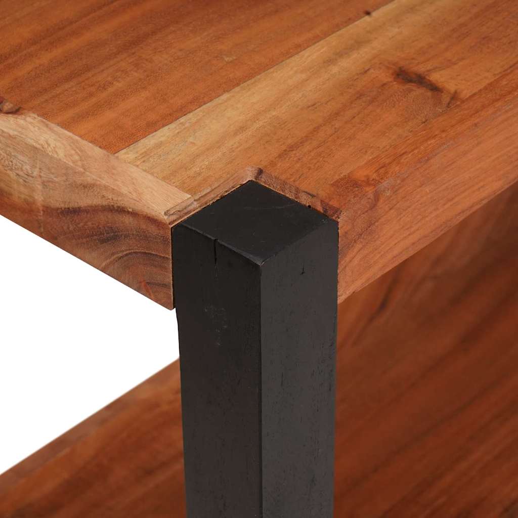Bücherregal Braun, Schwarz 80 x 30 x 75 cm Massives Akazienholz
