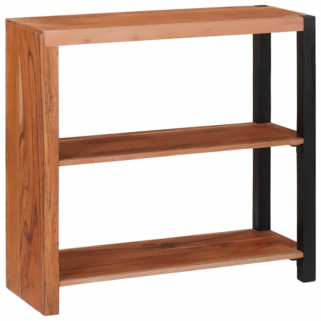 Bücherregal Braun, Schwarz 80 x 30 x 75 cm Massives Akazienholz