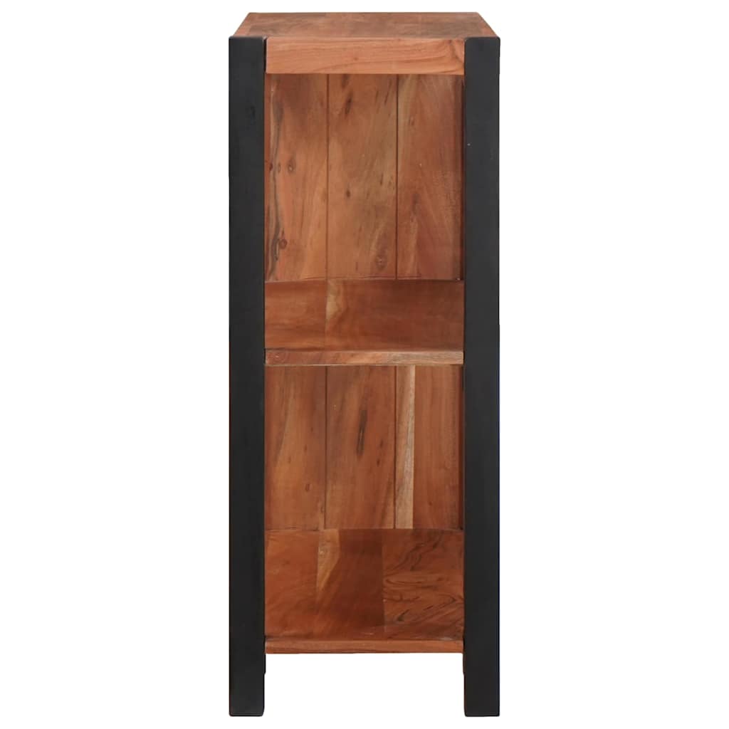 Bücherregal Braun, Schwarz 80 x 30 x 75 cm Massives Akazienholz