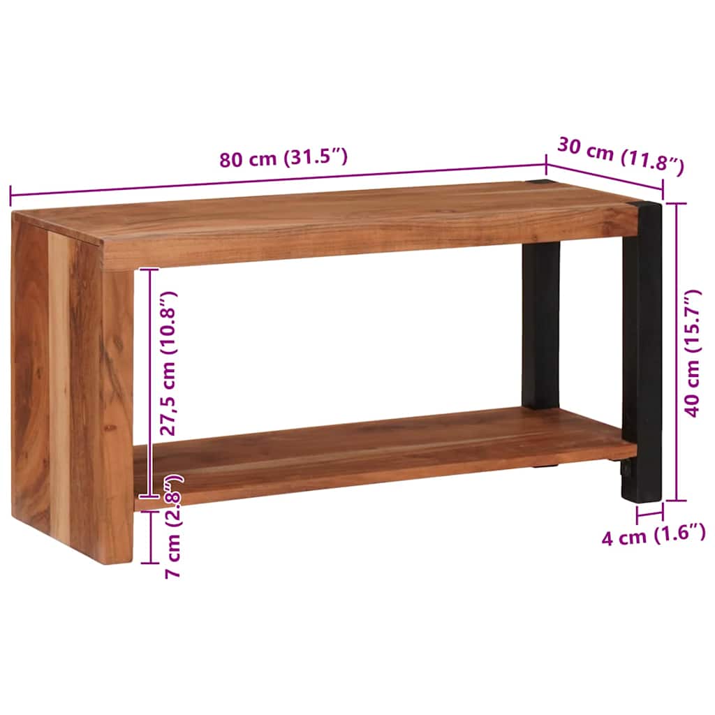 Bücherregal Braun, Schwarz 80 x 30 x 40 cm Massives Akazienholz