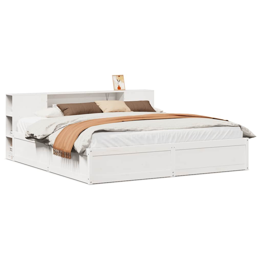 Solid wood bed without mattress white 180x200 cm pinewood