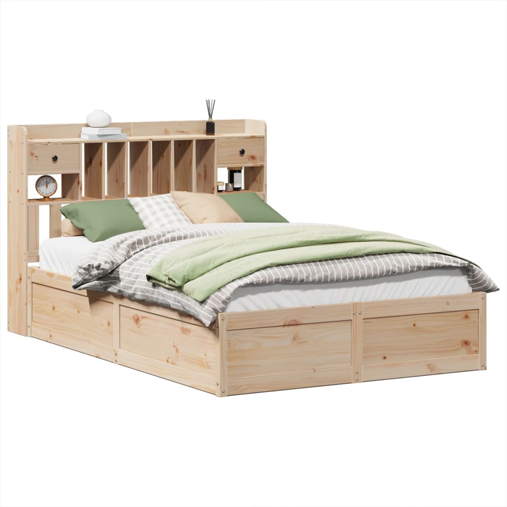 Solid wood bed without mattress 140x190 cm pinewood