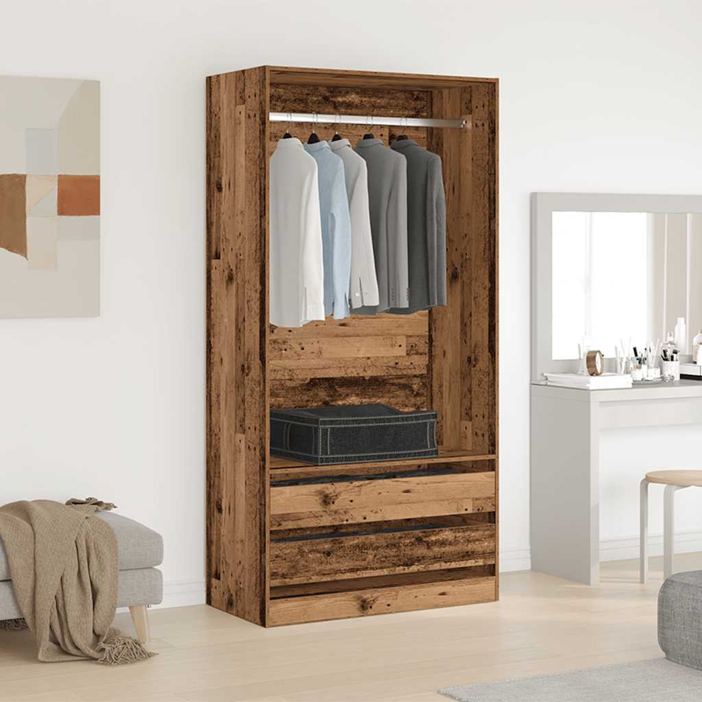Kleiderschrank Altholz-Optik 100x50x200 cm Holzwerkstoff