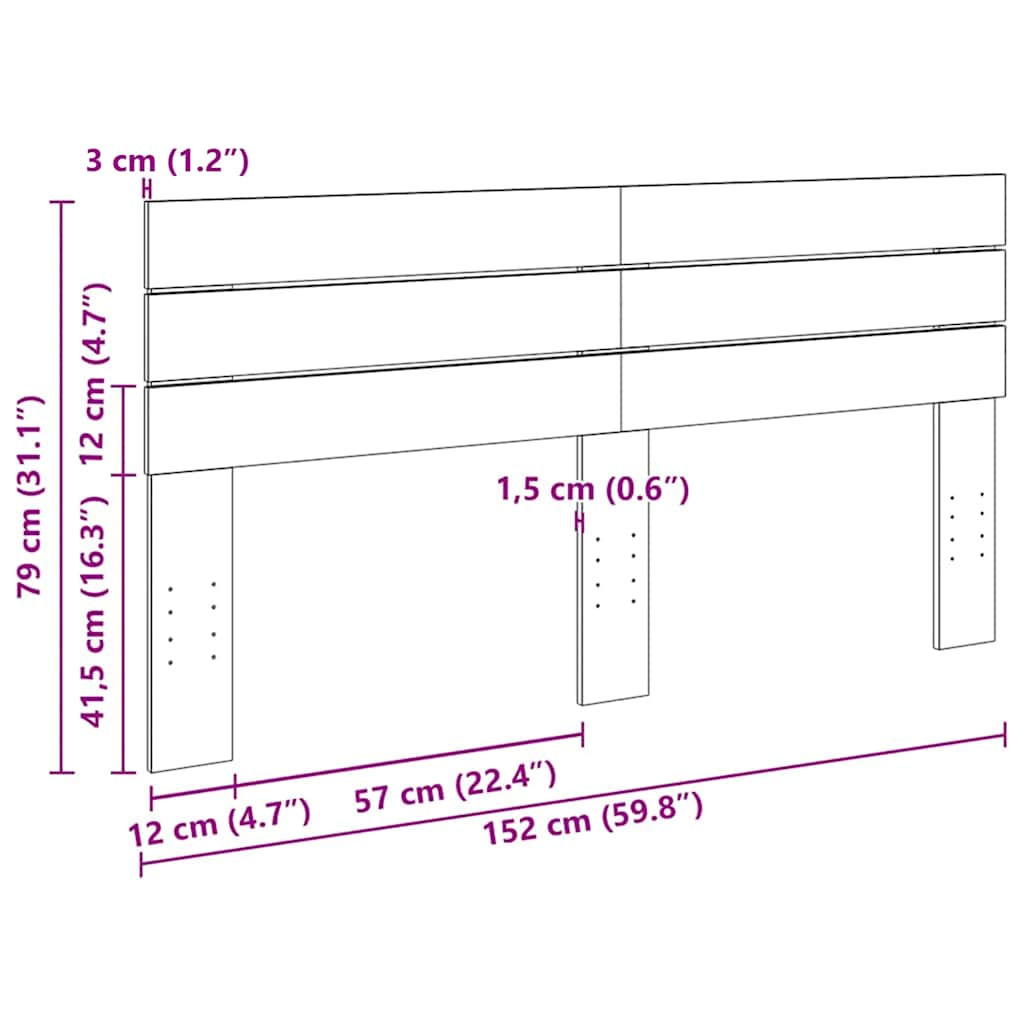 Kopfteil 150 cm Massivholz Eiche