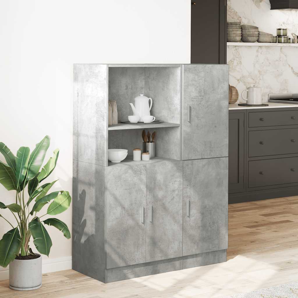 2-piece kitchen cabinet set concrete grey wood-based material
