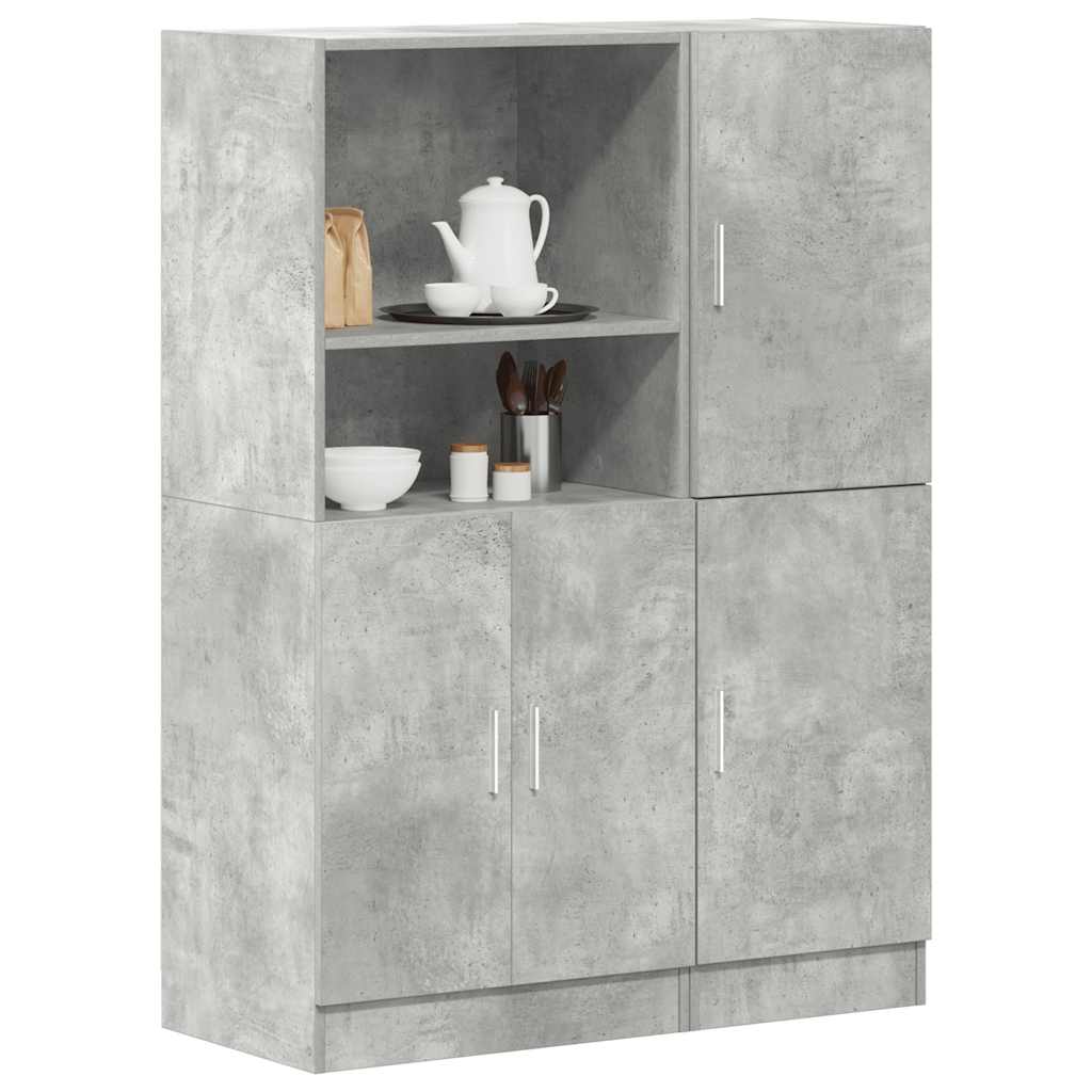 2-piece kitchen cabinet set concrete grey wood-based material