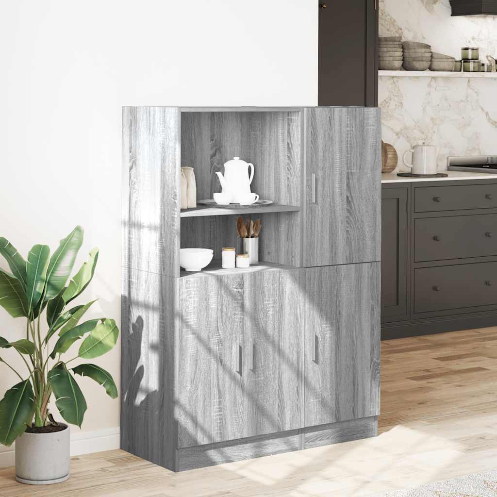 2-piece kitchen cabinet set, gray Sonoma wood-based panel