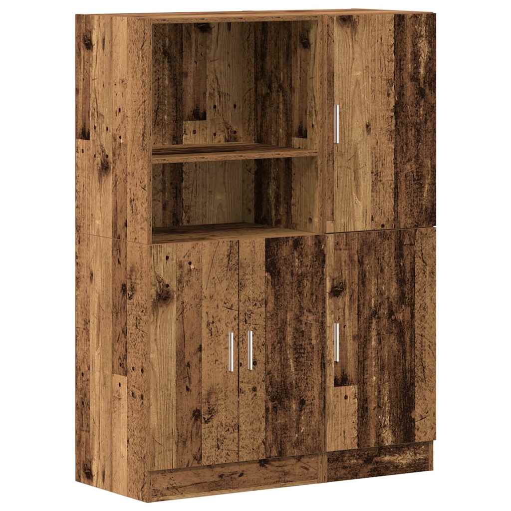 2-piece kitchen cabinet set in reclaimed wood look
