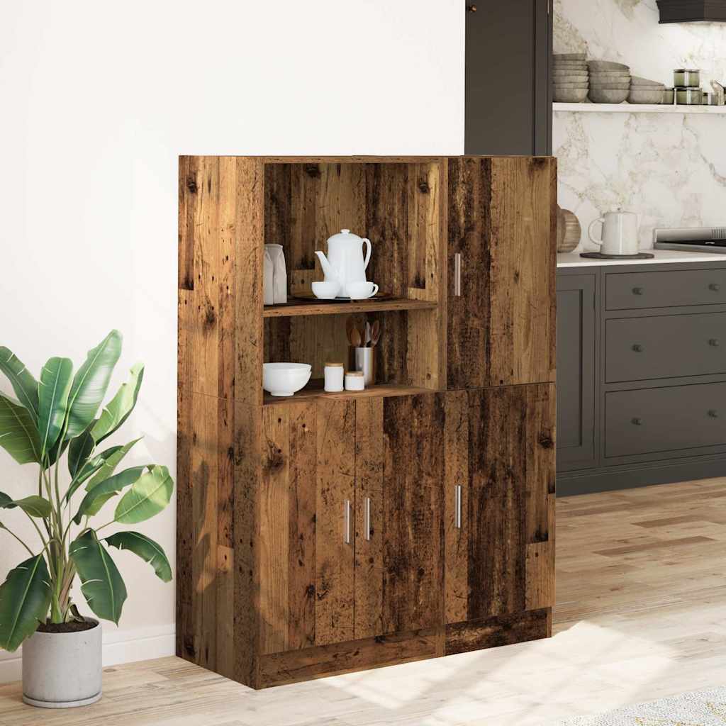 2-piece kitchen cabinet set in reclaimed wood look