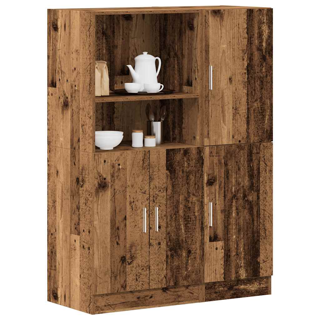 2-piece kitchen cabinet set in reclaimed wood look