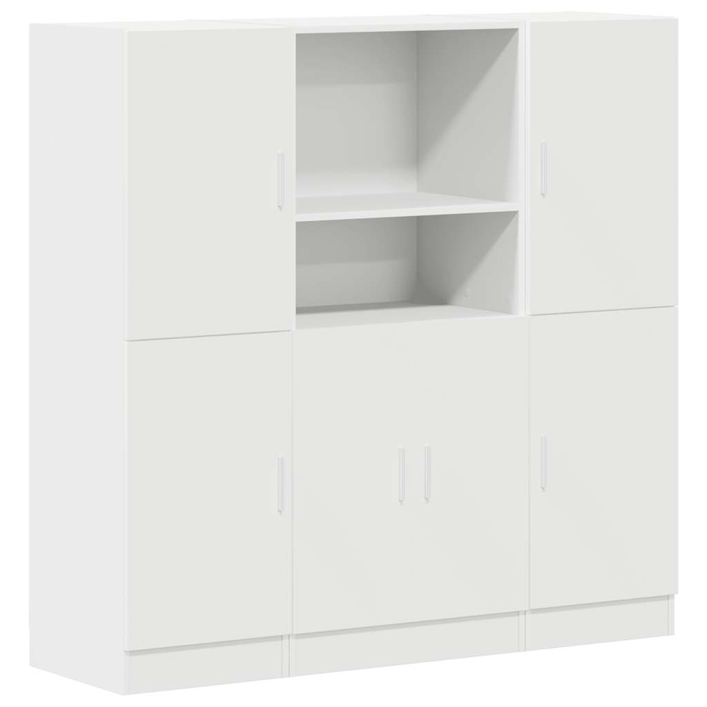 3-piece kitchen cabinet set white wood-based panel