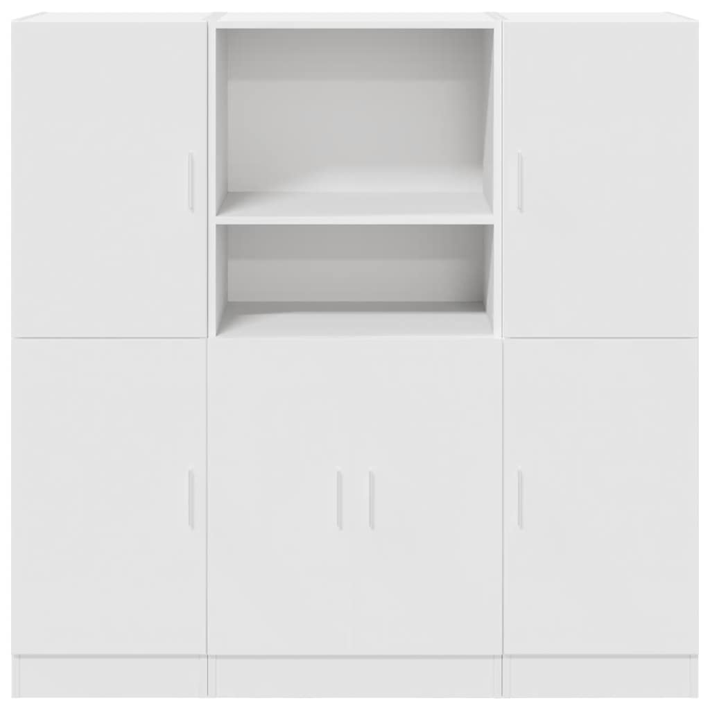 3-piece kitchen cabinet set white wood-based panel