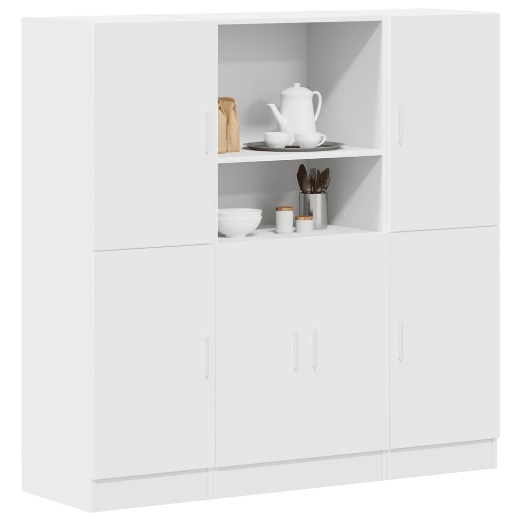 3-piece kitchen cabinet set white wood-based panel