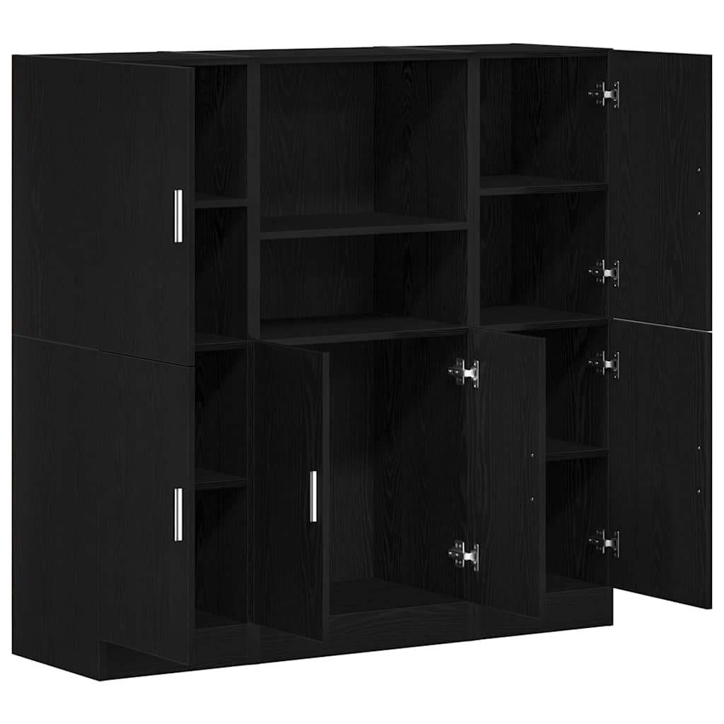 3-piece kitchen cabinet set black wood-based material