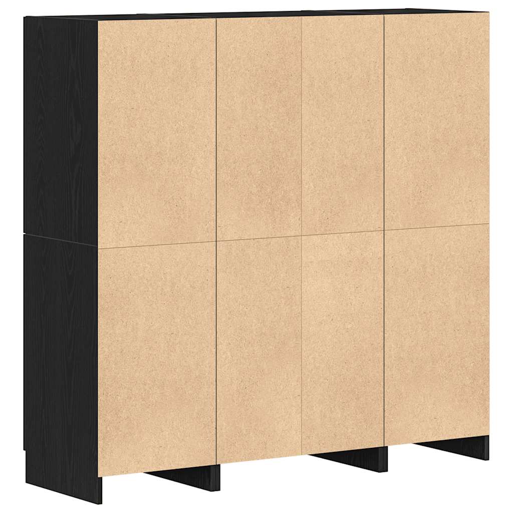 3-piece kitchen cabinet set black wood-based material