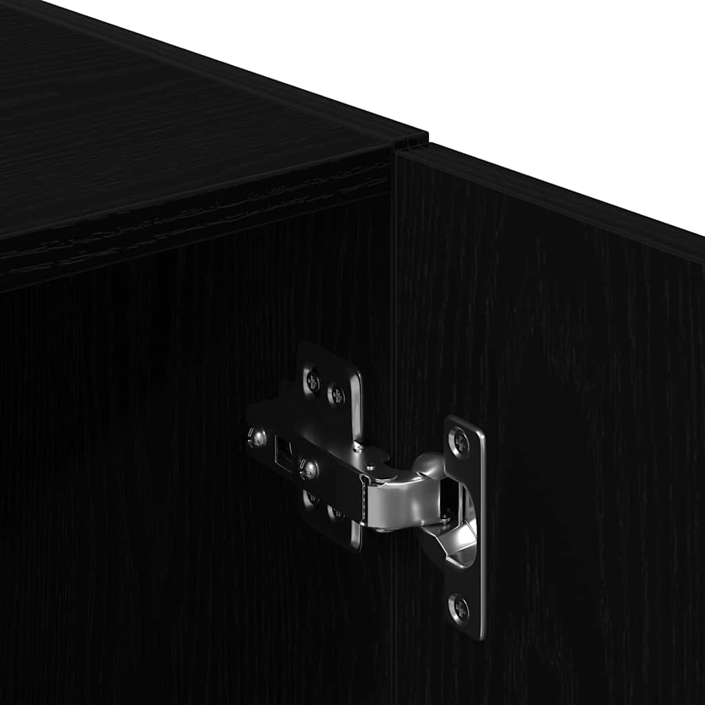 3-piece kitchen cabinet set black wood-based material
