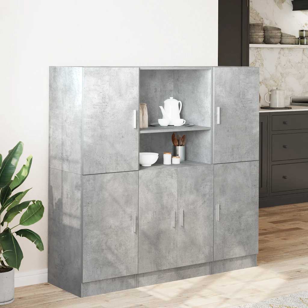 3-piece kitchen cabinet set concrete grey wood-based material