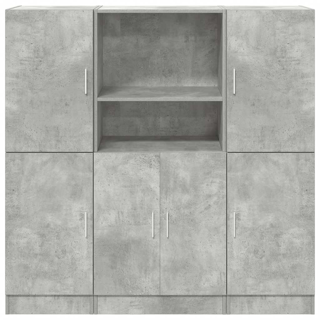 3-piece kitchen cabinet set concrete grey wood-based material