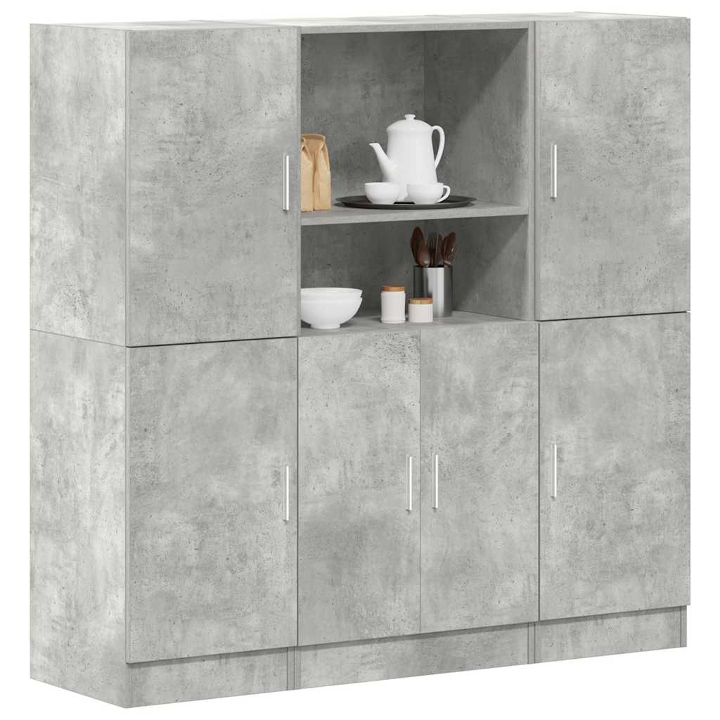 3-piece kitchen cabinet set concrete grey wood-based material