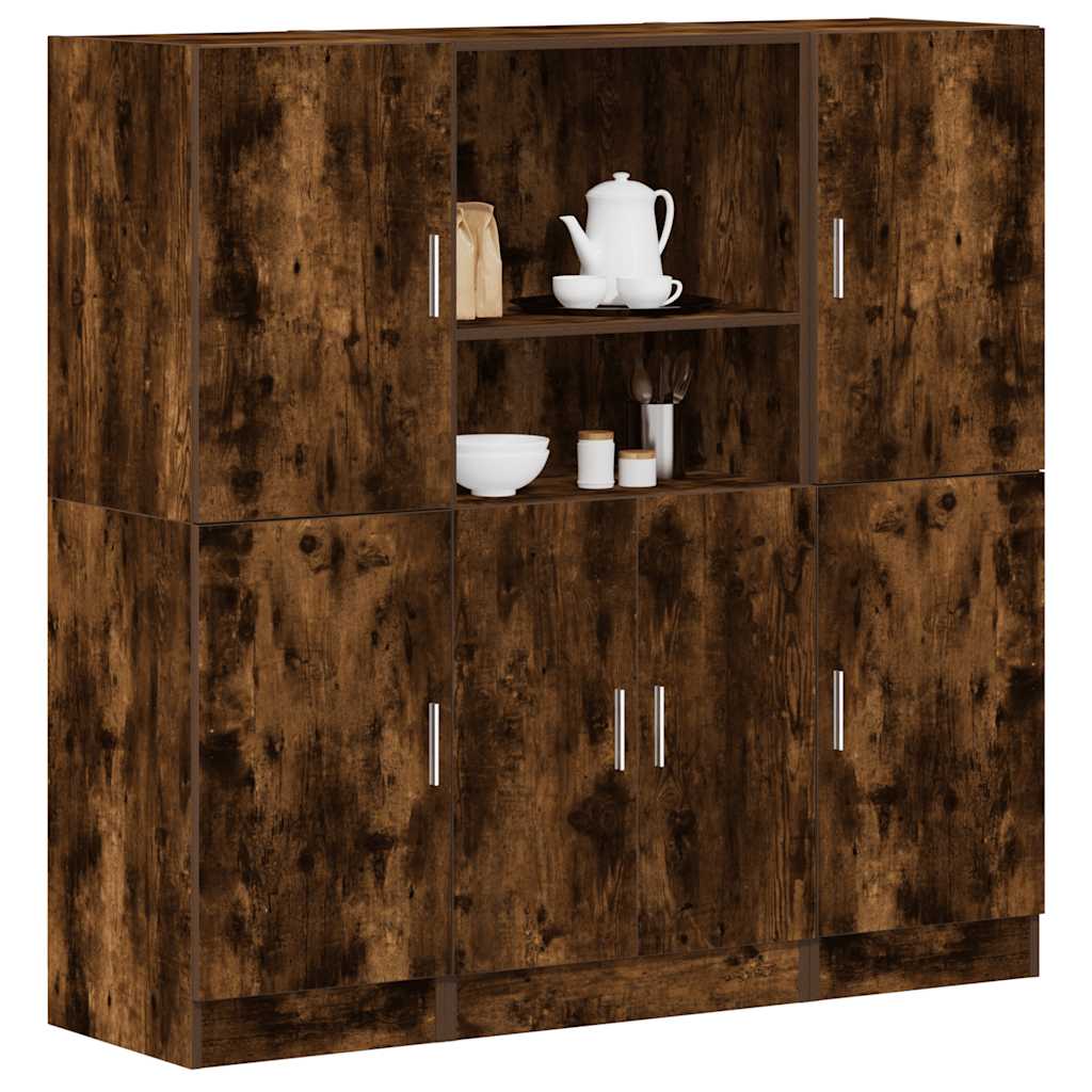 3-piece kitchen cabinet set smoked oak wood material