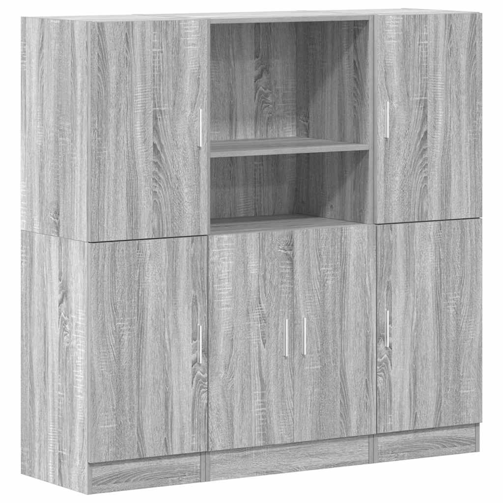 3-piece kitchen cabinet set, gray Sonoma wood-based panel