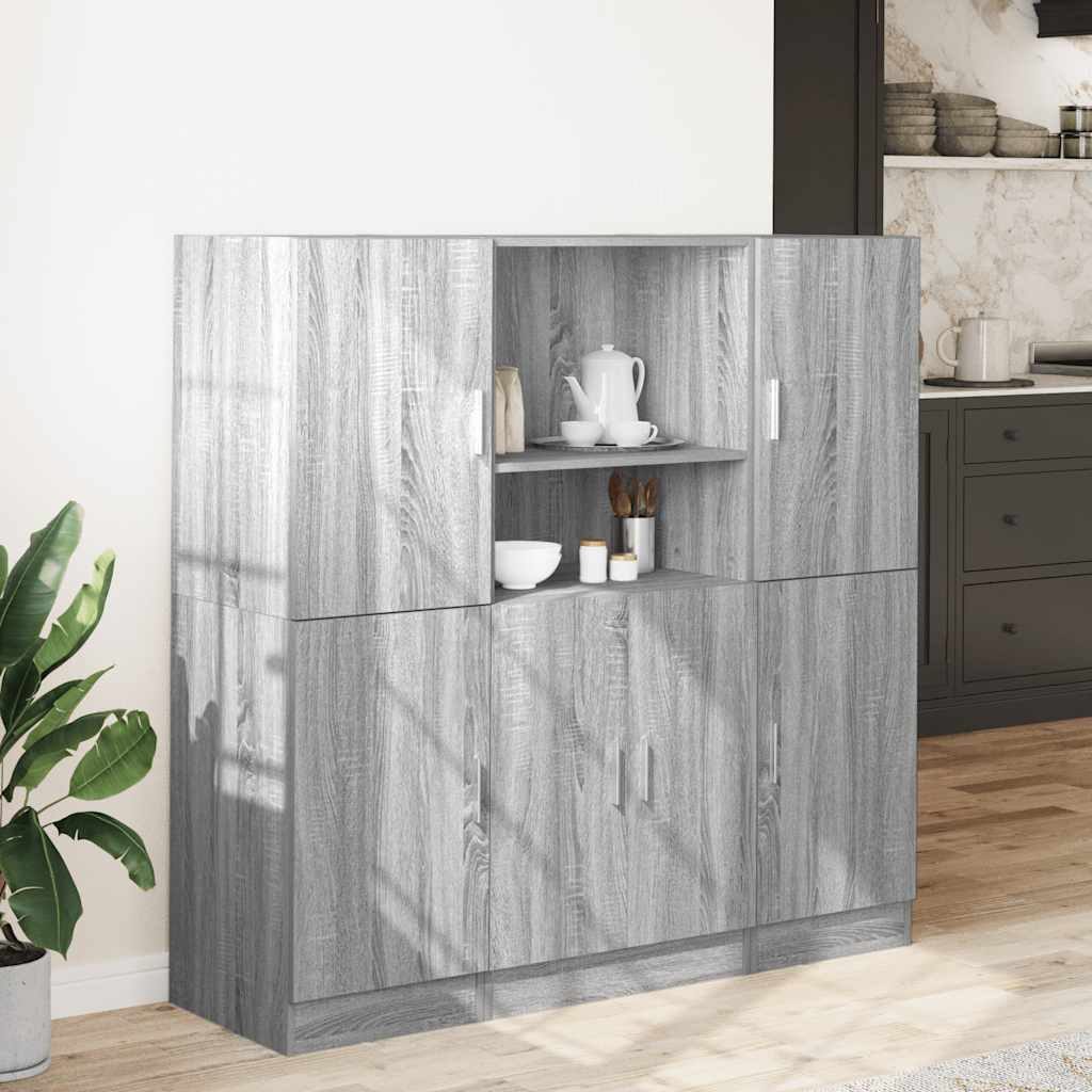 3-piece kitchen cabinet set, gray Sonoma wood-based panel