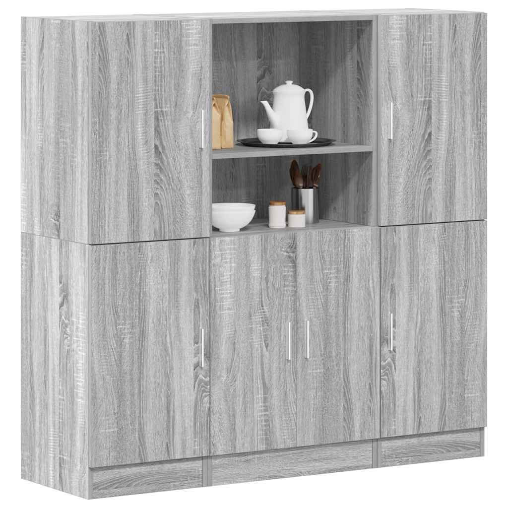 3-piece kitchen cabinet set, gray Sonoma wood-based panel