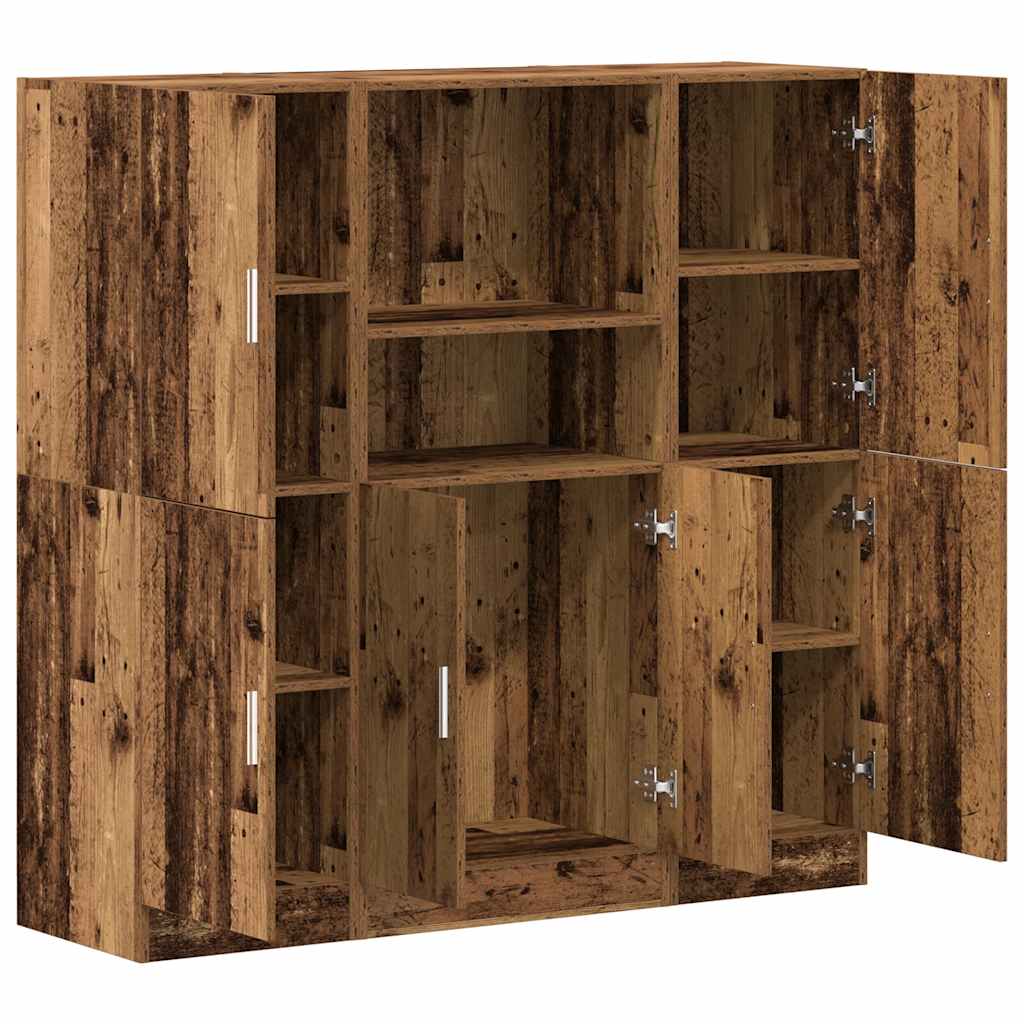 3-piece kitchen cabinet set in reclaimed wood look