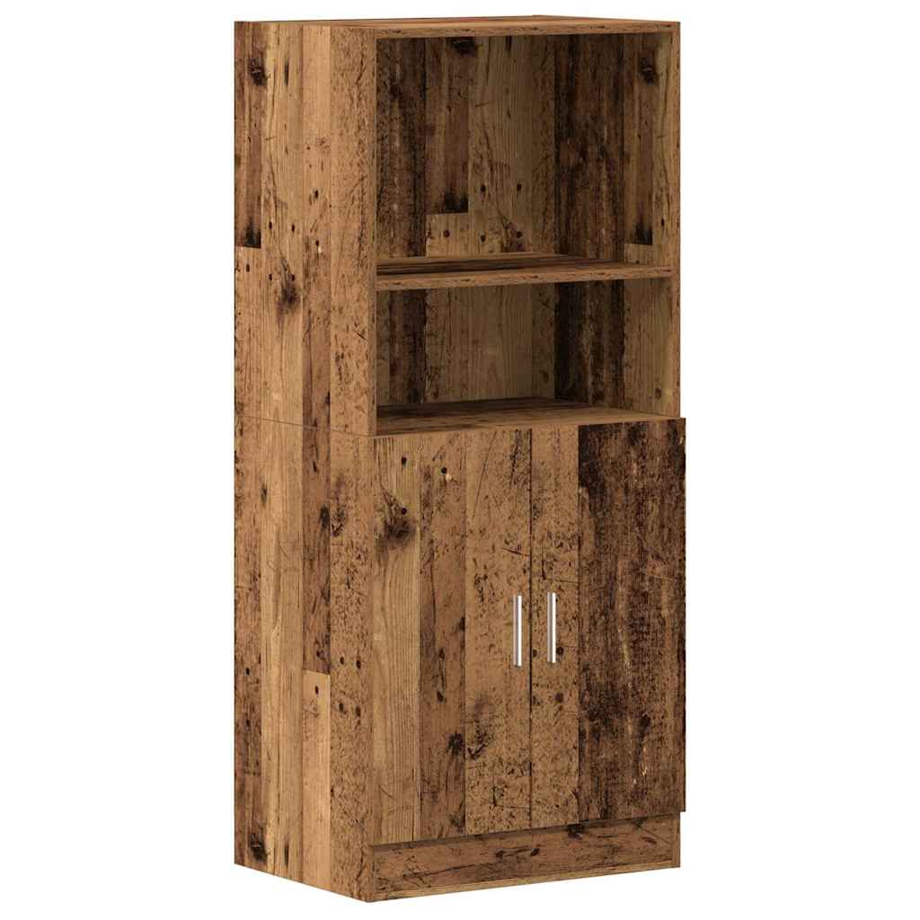 3-piece kitchen cabinet set in reclaimed wood look