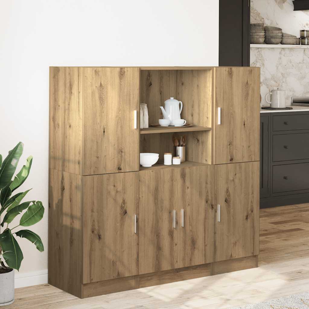 3-piece kitchen cabinet set, Artisan oak wood-based material
